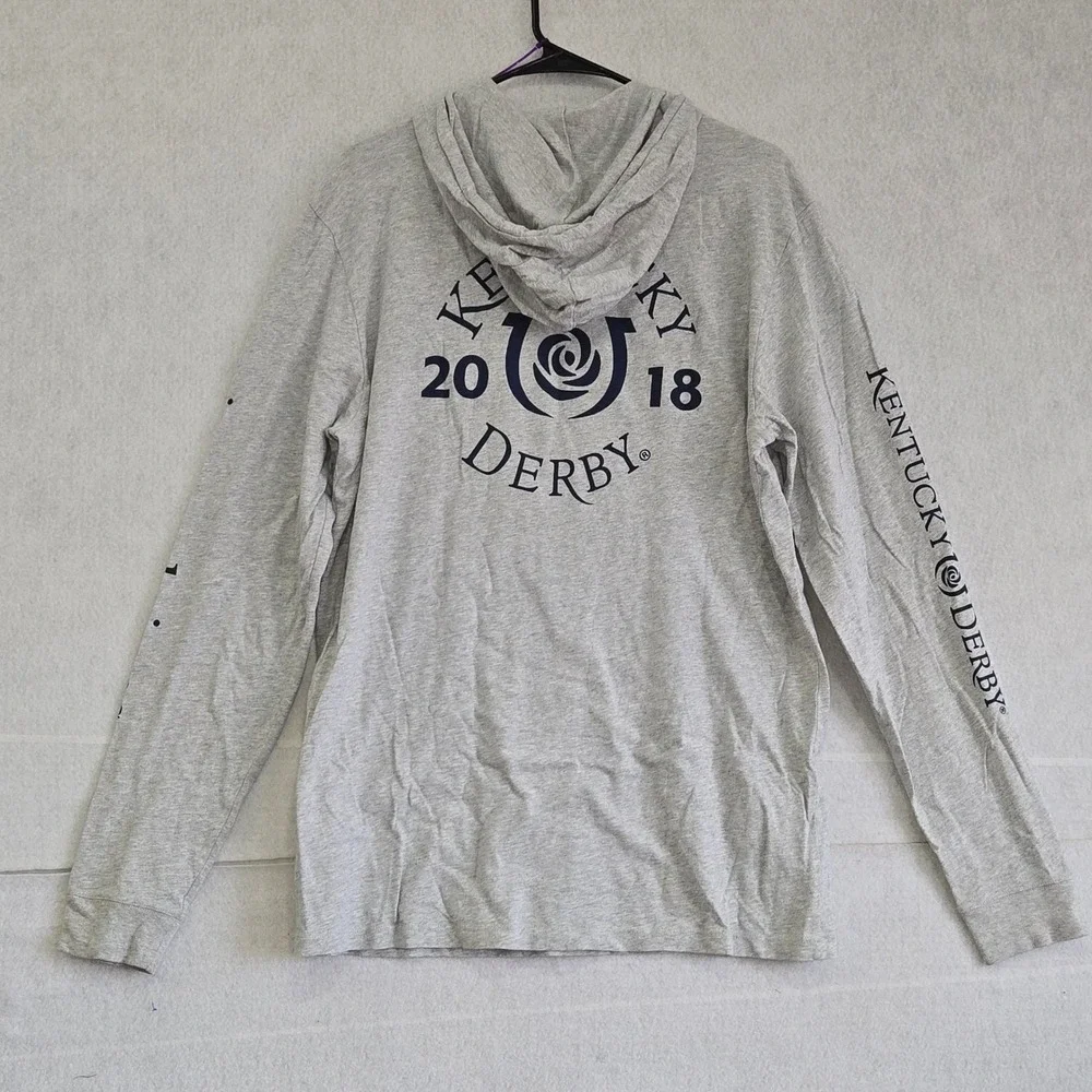 Vineyard Vines Kentucky Derby 144th 2018 Hoodie Shirt Gray Mens Medium B448